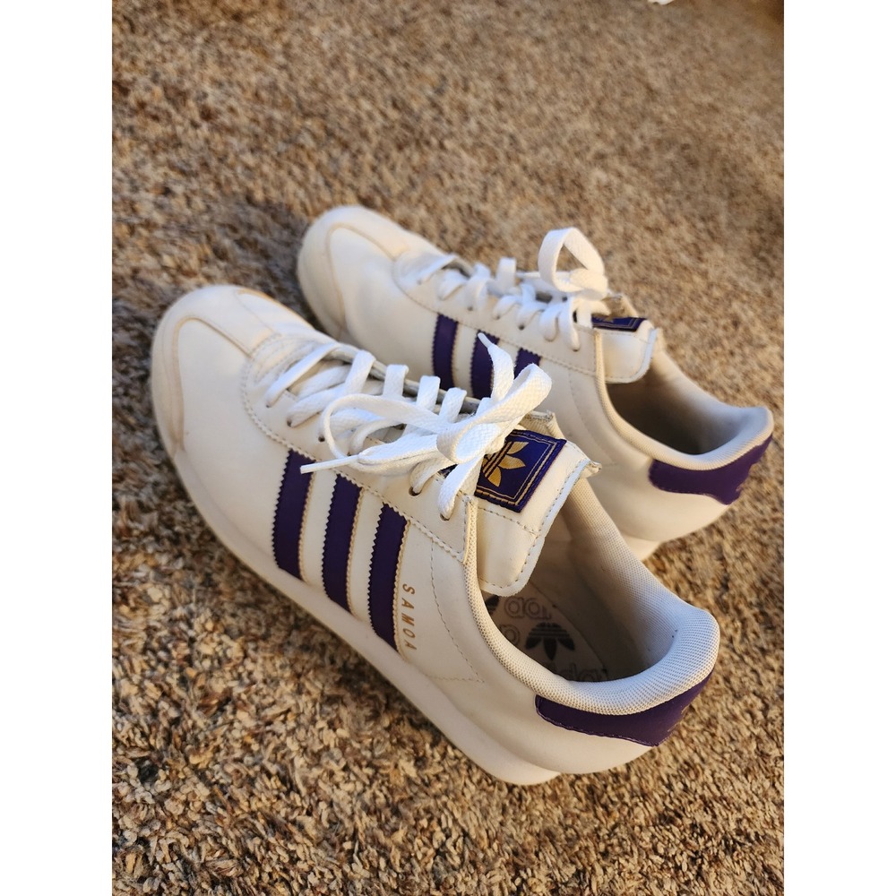 Adidas Samoa‎ Womens White Purple Gold Low Top Sneakers G47447 Size 9 Mens 8